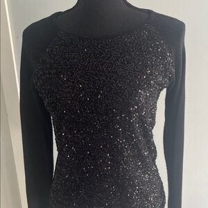 Elle Black Sequin Women's Crewneck Sweater S